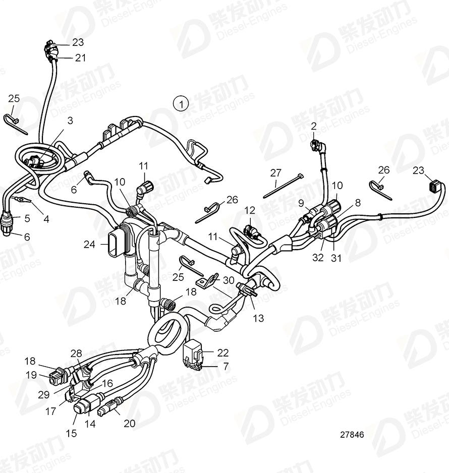 VOLVO Cable harness 21989366 Drawing